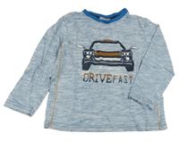 Modro-bílé melírované triko s autem kids