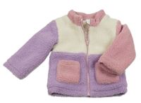 Smetanovo-fialovo-růžová huňatá zateplená bunda TU