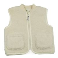 Světlebéžová huňatá propínací vesta 