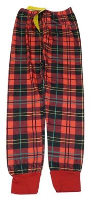 Nové - červeno-černo-barevné kostkované lehké tepláky My Fav