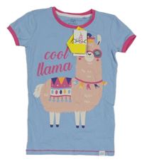 Nové - světlemodro-růžové tričko s lamou