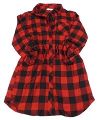 Červeno-černé kostkované košilové šaty Primark