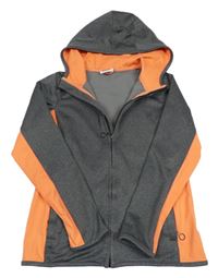 Šedo-růžová sportovní funkční propínací mikina s kapucí Yigga