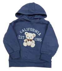 Modrá mikina s medvídkem a nápisem s kapucí Primark