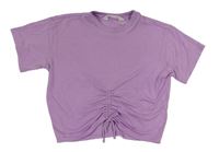 Lila crop tričko s nařasením H&M