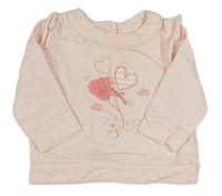 Světlerůžová mikina se srdíčky Mothercare
