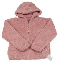 Světlerůžová chlupatá propínací mikina s kapucí Dunnes stores