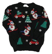 Černý vánoční svetr s obrázky PRIMARK