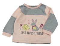 Šedo-růžová mikina s ježkem a zajícem X-mail