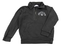 Tmavošedá mikina s nápisem a límečkem M&S