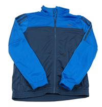 Tmavomodro-kobaltově modrá propínací sportovní mikina s logem Adidas