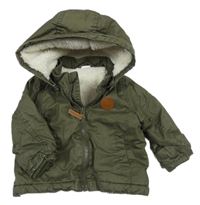 Khaki šusťáková zateplená bunda s kapucí H&M