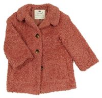 Růžový huňatý podšitý kabát F&F