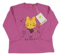 Nové - Růžové triko s kočkou Lodan 
