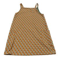 Oranžovo-šedo-smetanové vzorované úpletové šaty Next