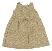 Béžovo-barevné květované plátěné šaty H&M