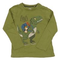 Khaki triko s dinosaurem C&A