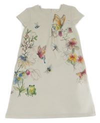 Smetanové šaty s motýly a květinami Next