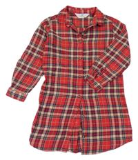 Červeno-béžovo-zelené kostkované košilové šaty H&M