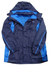 Tmavomodro-modrá šusťáková jarní funkční bunda s kapucí Crivit