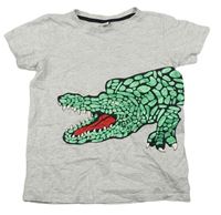 Šedé melírované tričko s krokodýlem Dopodopo