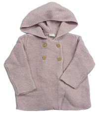 Starorůžový propínací svetr s kapucí zn. H&M