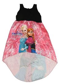 Růžovo-černé saténovo/bavlněné šaty s Frozen