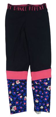 Tmavomodro-neonově růžové sportovní legíny Ergeenomixx