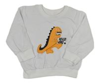 Bílá mikina s dinosaurem