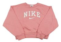 Růžová crop mikina s logem Nike 