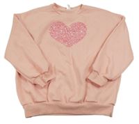 Broskvová mikina se srdíčkem Shein