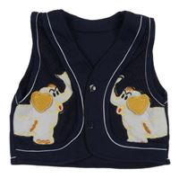 Tmavomodrá tepláková vesta se slony