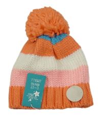 Nové - Barevná pruhovaná pletená podšitá čepice s bambulí Blade&Rose 