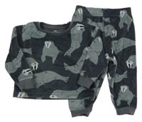 Šedé plyšové pyžamo s mroži M&S