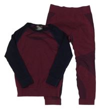 2set - Vínovo-tmavomodré funkční spodní triko + kalhoty Lupilu 