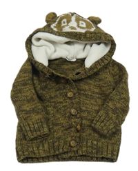 Hněý m elírovaný propínací svetr s kapucí Benetton