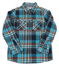 Modro-černo-červená kostkovaná košile s nápisy Yigga 