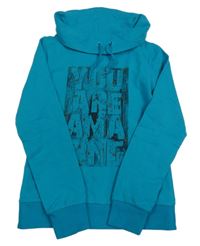 Tyrkysová mikina s nápisem a komínovým límcem Someone 