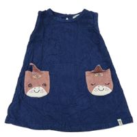 Tmavomodré manšestrové šaty s jednorožci Lilly + Sid