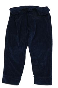 Tmavomodré sametové kalhoty s volánky George 