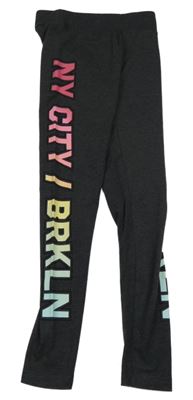 Tmavošedé legíny s nápisy Page one young