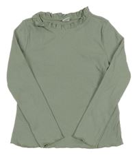 Světlekhaki žebrované triko se stojáčkem LC Waikiki 