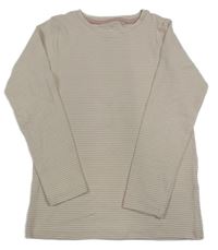 Pudrovo-růžové pruhované žebrované triko Next