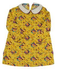Žluté kytičkované manšestrové šaty Little Bird 