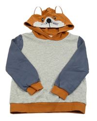 Šedo-rezavo-tmavošedá mikina kapucí - liška Lily & Dan