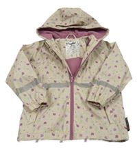 Béžová nepromokavá jarní bunda s listy a kapucí Lupilu