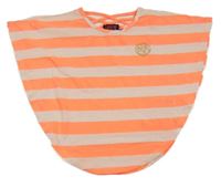 Neonově růžovo-bílá plážová tunika s nápisem 