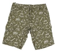 Hnědé plátěné kraťasy s nápisy Orchestra 