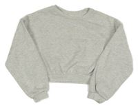 Šedá melírovaná crop mikina s nápisem H&M