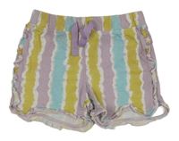 Barevné pruhované bavlněné kraťasy s volánky Seasons